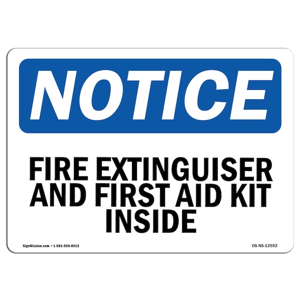 Sign, 3.5" H, Fire Extinguisher And First Aid Kit Inside Sign, Landscape, NS-D-35-L-12592-10PK